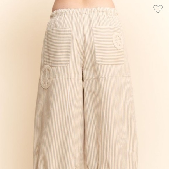 DAVI & DANI Striped Cream Wide-Leg Pants - Picture 1 of 6
